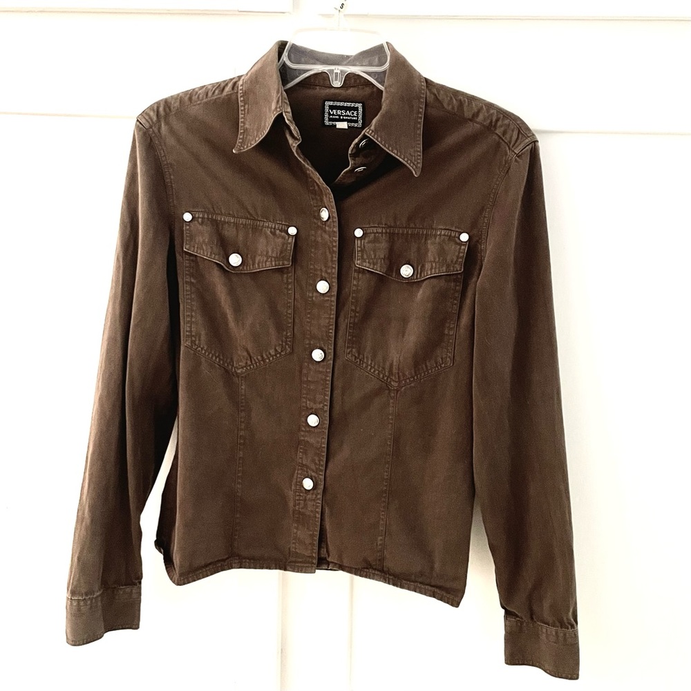 Versace Jeans Shirt Brown w/ Silver Medusa buttons